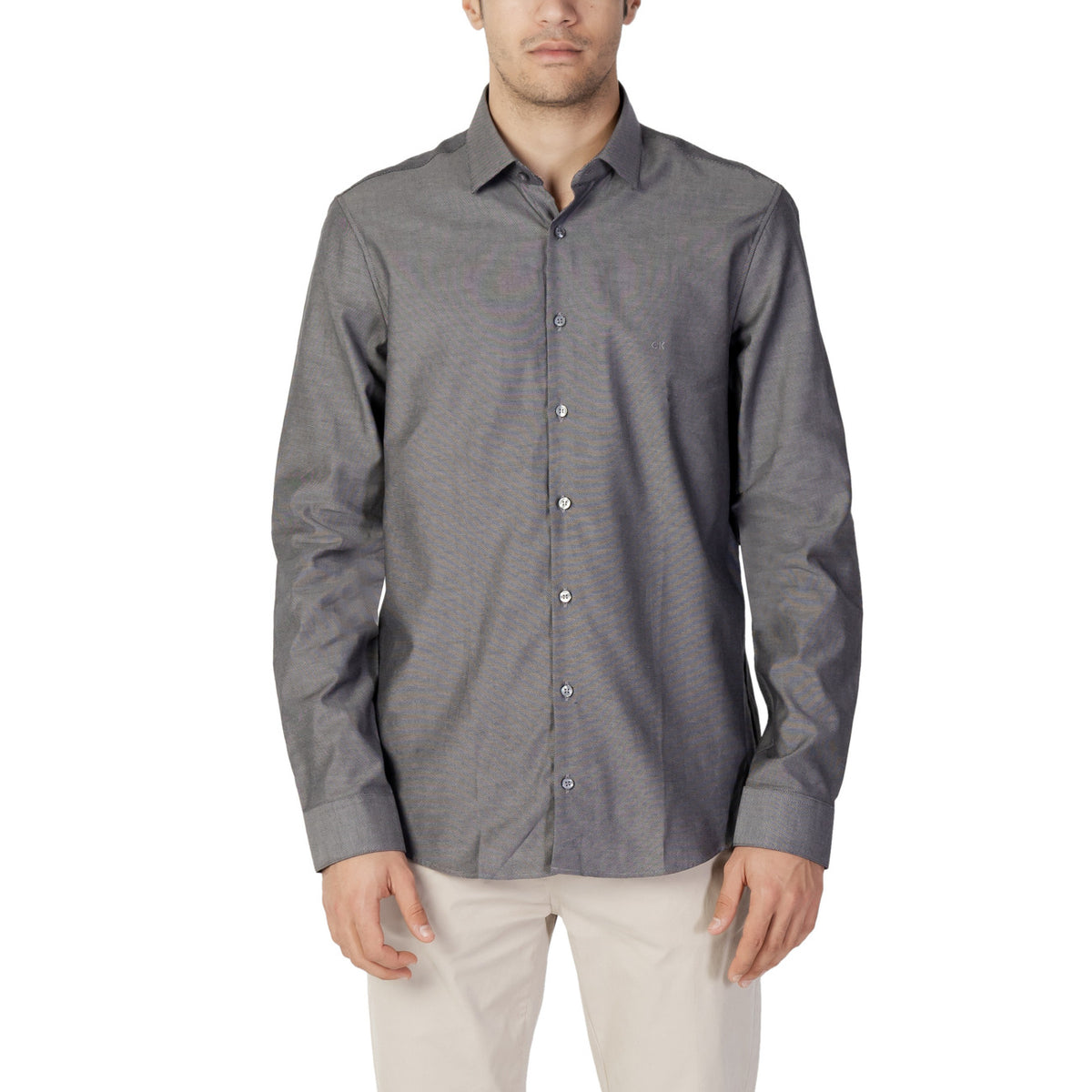 Chemise Calvin Klein Structure Contrast Slim Fit Homme - Gris Chiné